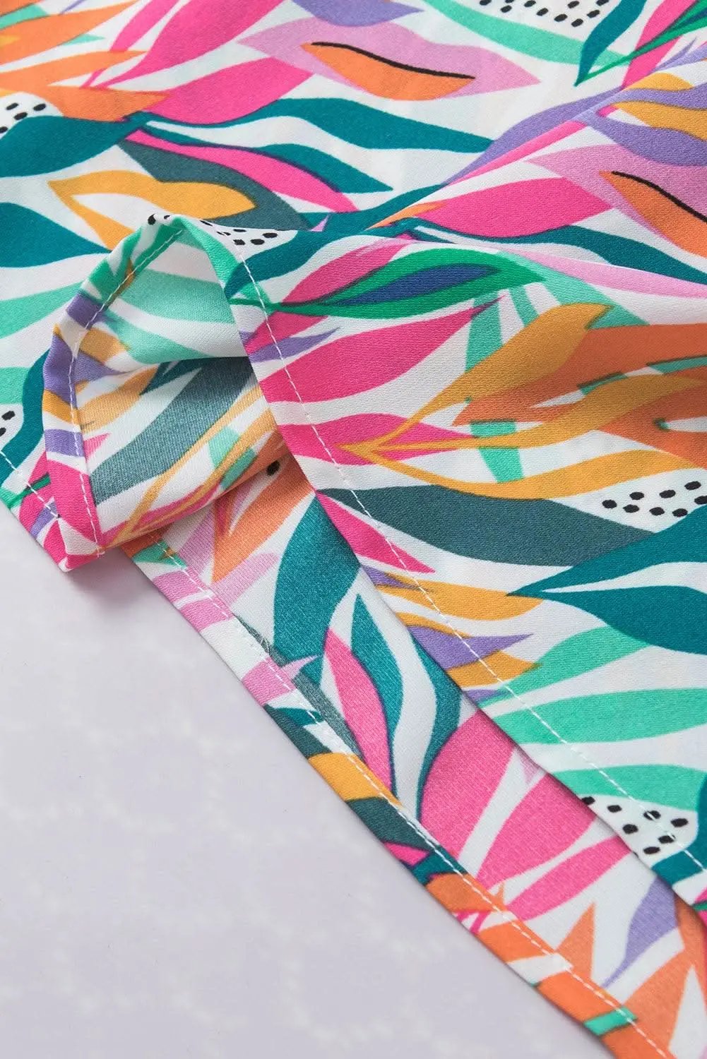 Rose Red Floral Print Ruffled Flutter Sleeve Blouse - Love Salve